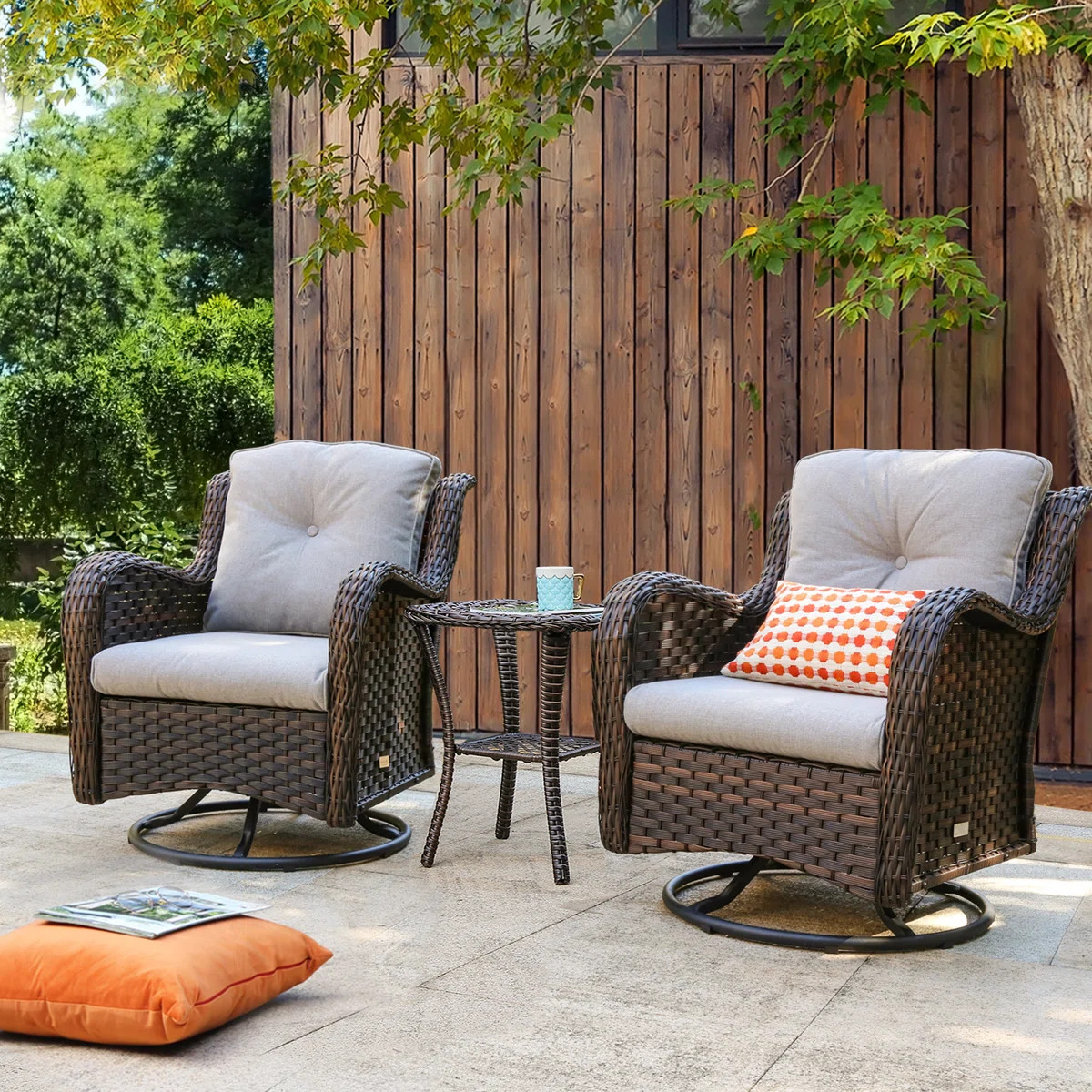 Araneli Premium All-Weather Wicker 2 - Person Patio Conversation Sets with Cushions | Wayfair North America