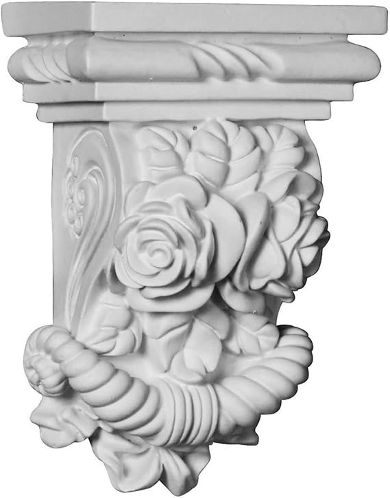 Ekena Millwork COR04X02X06RO 3 7/8" W x 2 1/4" D x 5 3/4" H Rose Corbel, White | Amazon (US)