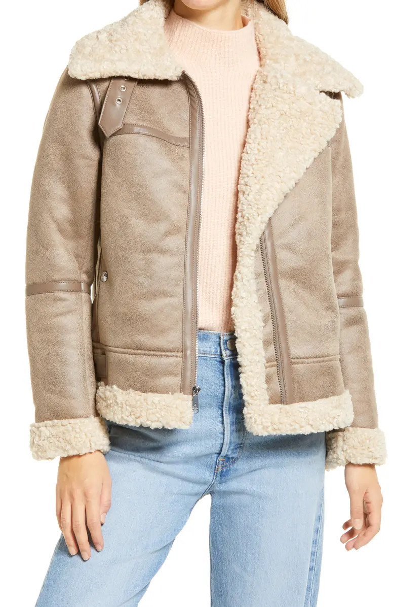 Sam Edelman Short Faux Fur Aviator Jacket | Nordstrom | Nordstrom