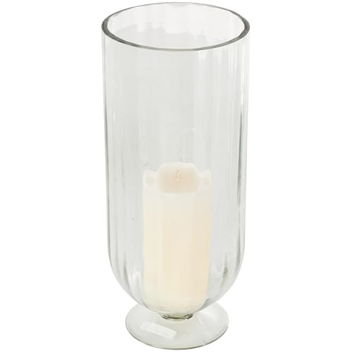 Deco 79 Glass Ribbed Fluted Candle Holder with Elevated Base, 6" x 6" x 14", Clear | Amazon (US)