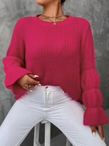 Plus Solid Flounce Sleeve Sweater SKU: sf2208188998844569(29 Reviews)$19.49$18.52Join for an Excl... | SHEIN