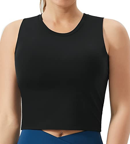 THE GYM PEOPLE Women's Medium Support Sports Bra Removable Padded Sleeveless Workout Crop Tops Black | Amazon (US)