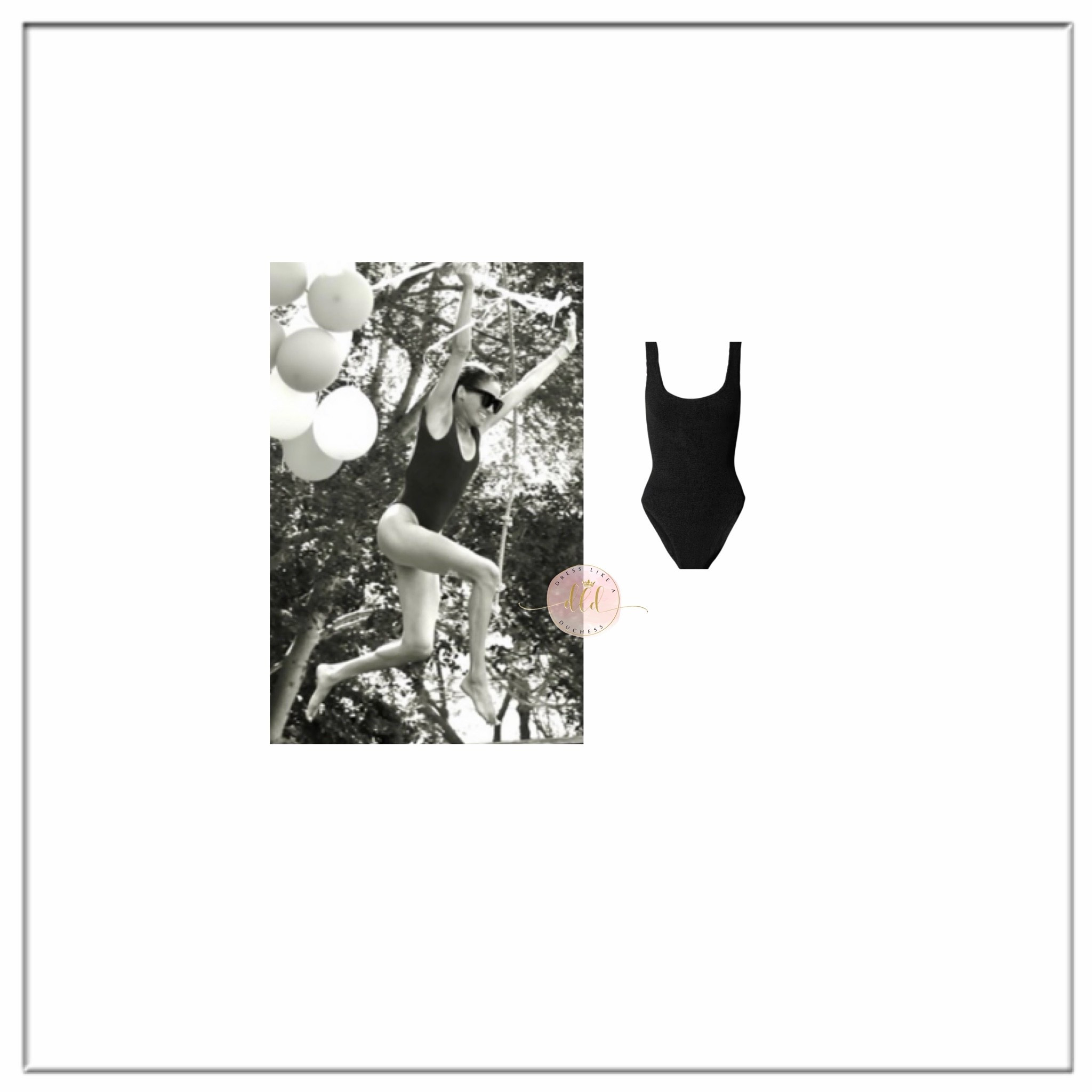 8/4/26 Meghan Markle in a new birthday post wearing her Hunza G square neck swimsuit