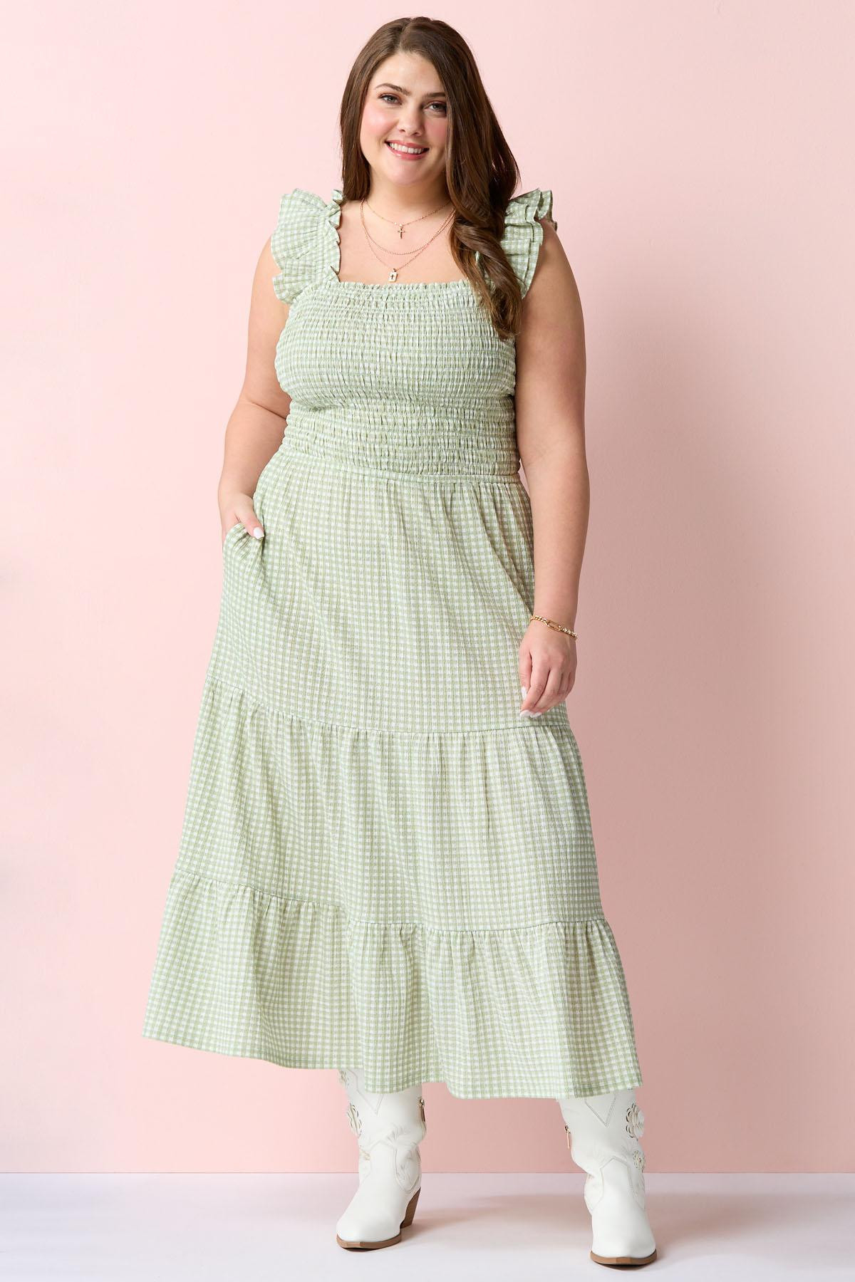 Plus Size Smocked Gingham Dress | Cato Fashions