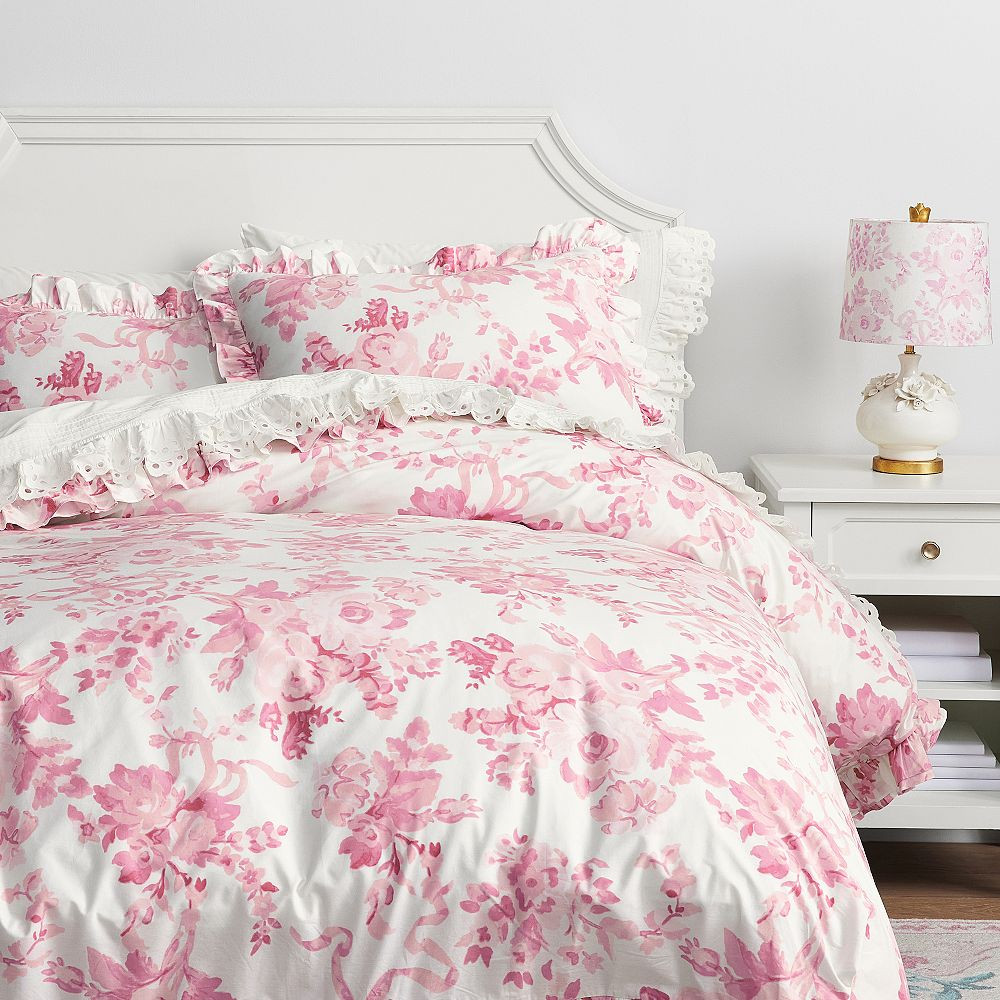 LoveShackFancy Damask Ruffle Duvet Cover | Pottery Barn Teen