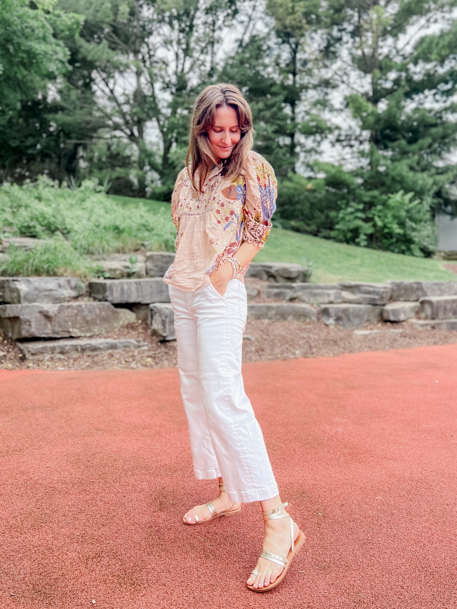 Colorful Farm Rip blouse & white jeans to kick off June. Blouse is on major sale! 

#LTKStyleTip #LTKSummerEdit #LTKSaleAlert