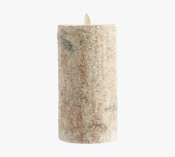Premium Flickering Flameless Wax Pillar Candles - Sugared Birch | Pottery Barn (US)