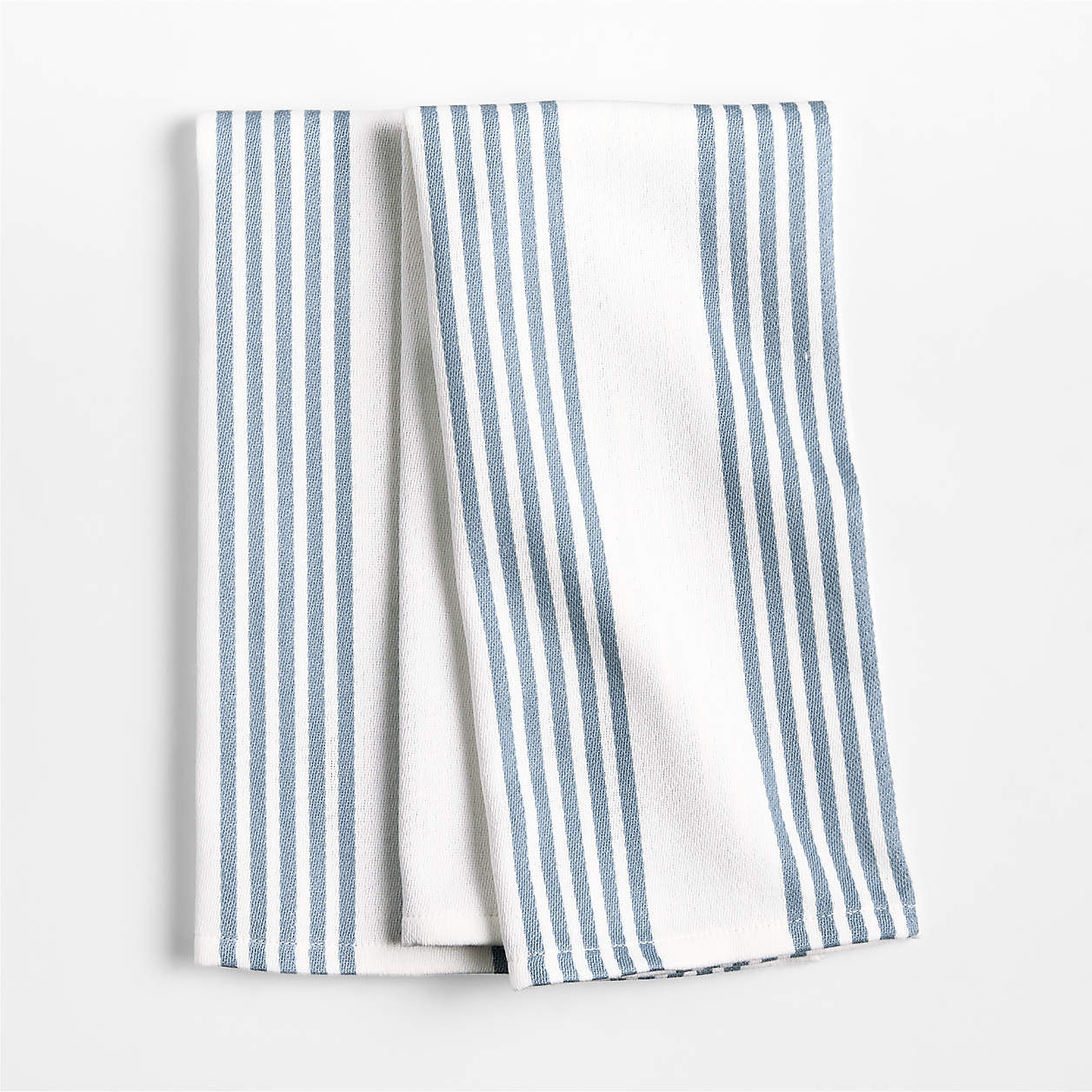 Cuisine White with Harbor Blue Stripe Organic Cotton Kitchen Dish Towel, Set of 2 + Reviews | Cra... | Crate & Barrel