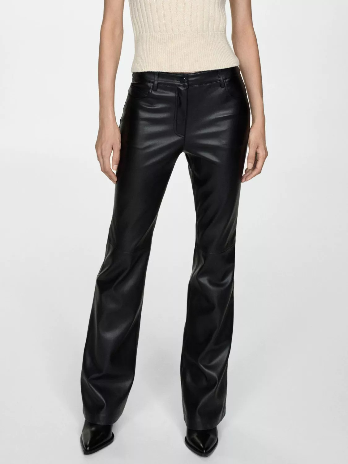 Mango Connie Faux Leather Flared Trousers | John Lewis (UK)