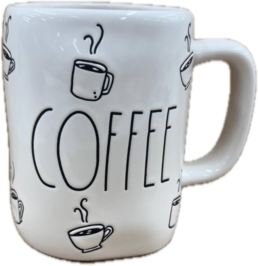 Rae Dunn White Ceramic Coffee Mug, Coffee Cup Pattern Design | Amazon (US)