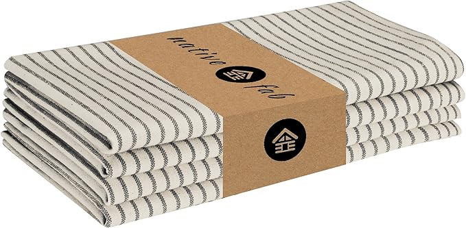 Native Fab Cloth Napkins 18x18 inches, 100% Cotton Vintage Stripped Linen Napkins, Set of 4, Soft... | Amazon (US)