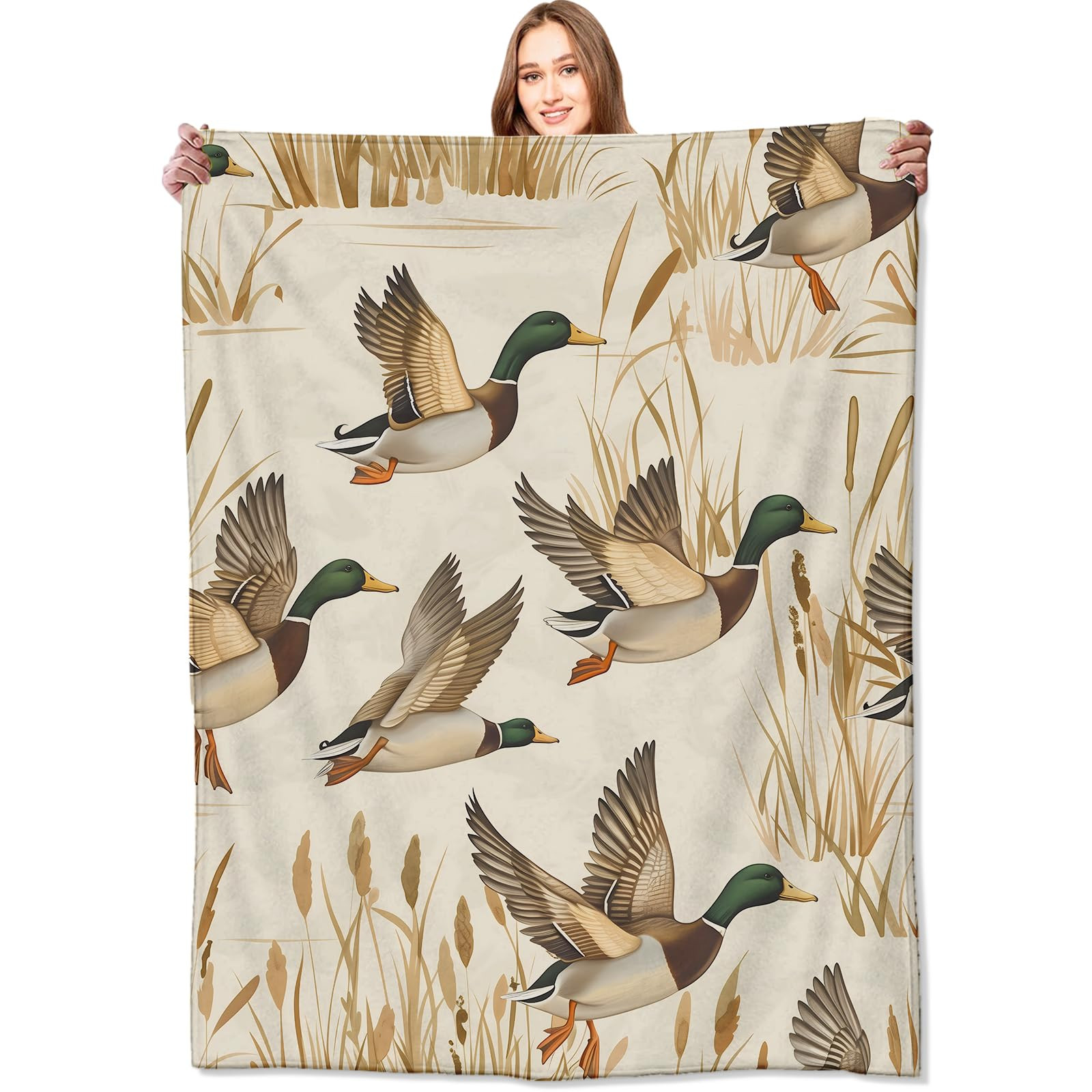 Duck Blanket Cute Rustic Mallard Ducks Throw Blankets,Birthday Gifts for Kids Girls & Animal Love... | Amazon (US)