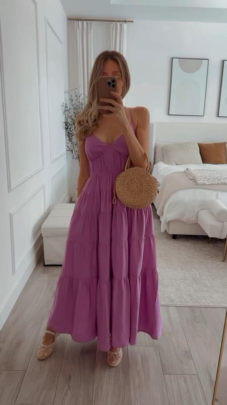 Gorgeous and feminine spring dress 
This shade of purple is gorgeous.
It’s not see-through at all. It runs to sizes a size small. 

#LTKstyletip #LTKshoecrush #LTKover40