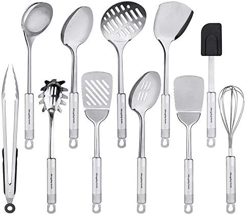Amazon.com: Maphyton Cooking Utensil Set, 11 PCS Stainless Steel Kitchen Utensil Set, Nonstick Ki... | Amazon (US)