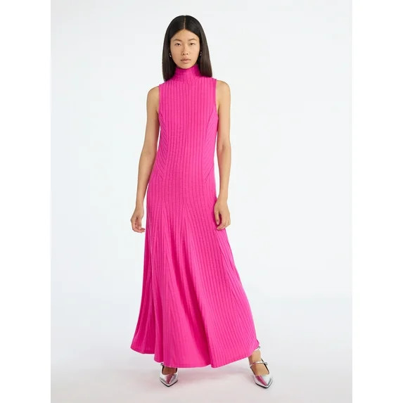 Scoop Women's and Women's Plus Rib Knit Seamed Maxi Dress, Sizes XS-4X | Walmart (US)