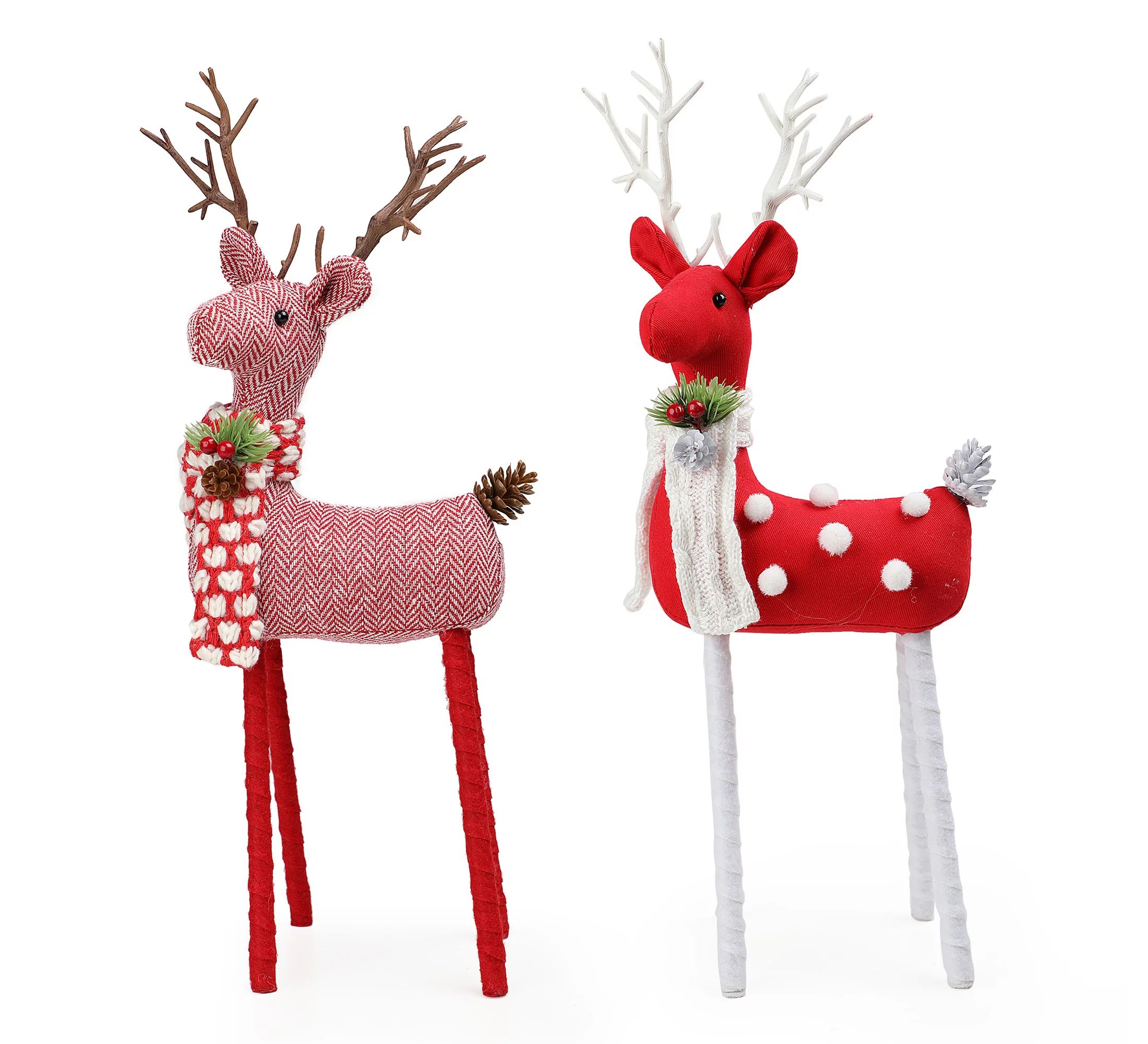 Holiday Time Medium Red Fabric Deer Set of 2; Christmas Tabletop Décor | Walmart (US)