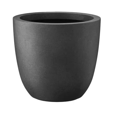 Diameter Round Black Concrete Indoor/Outdoor Planter, Black Concrete Planter, Modern Planter Pot, Lightweight Black Plant Pot | Wayfair North America