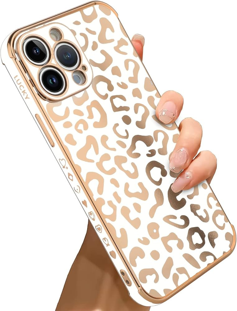 Bonoma for iPhone 13 Pro Case Leopard Plating Electroplate Luxury Elegant Case Camera Protector S... | Amazon (US)