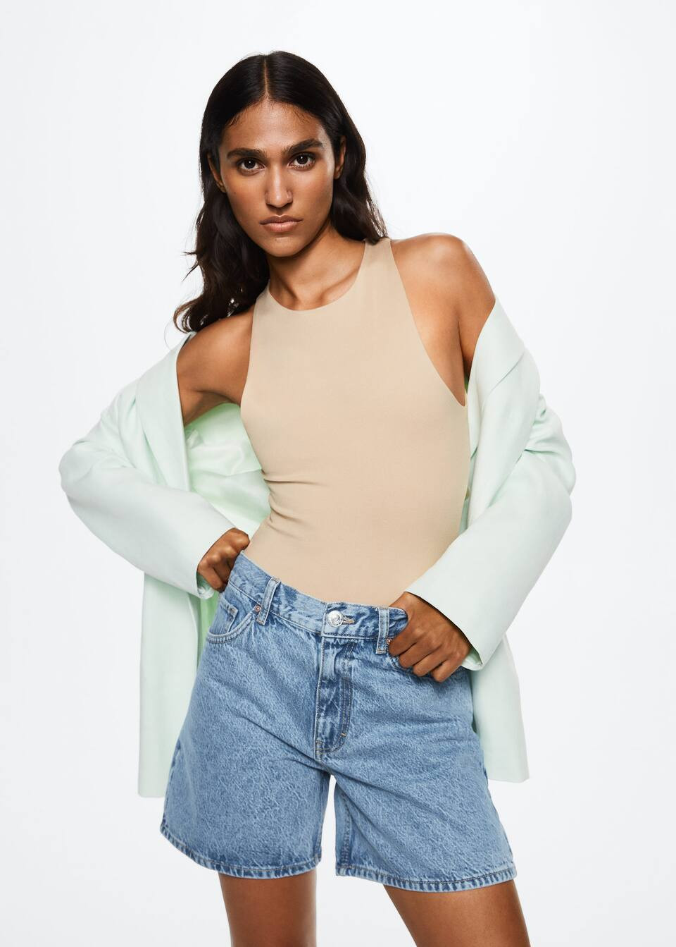 Straight denim shorts -  Women | Mango USA | MANGO (US)