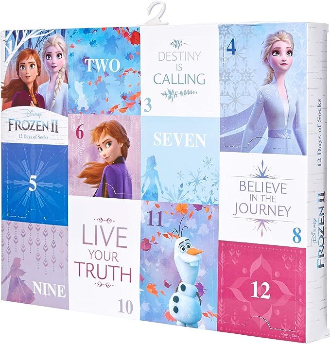 Disney Girl's Frozen 12 Days of Advent Box Socks, Assorted Bright-frozen 2, 9 11 US | Amazon (US)