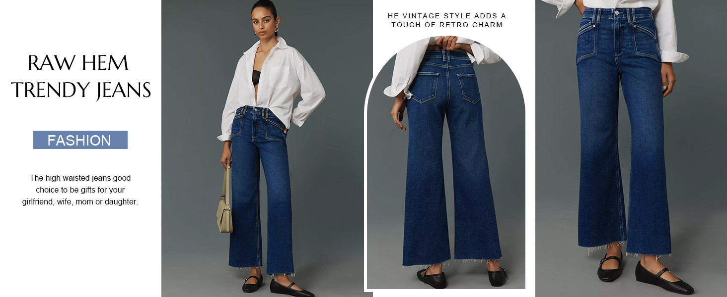 Cicy Bell Womens High Waisted Cropped Jeans Trendy Stretchy Baggy Straight Leg Raw Hem Capri Deni... | Amazon (US)