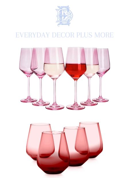 Colored wine glasses. Affordable colored wine glasses. Cheap colored wine glasses. Estelle wine glasses dupe. Red wine glasses. Pink wine glasses.

#LTKstyletip #LTKhome #LTKunder50
