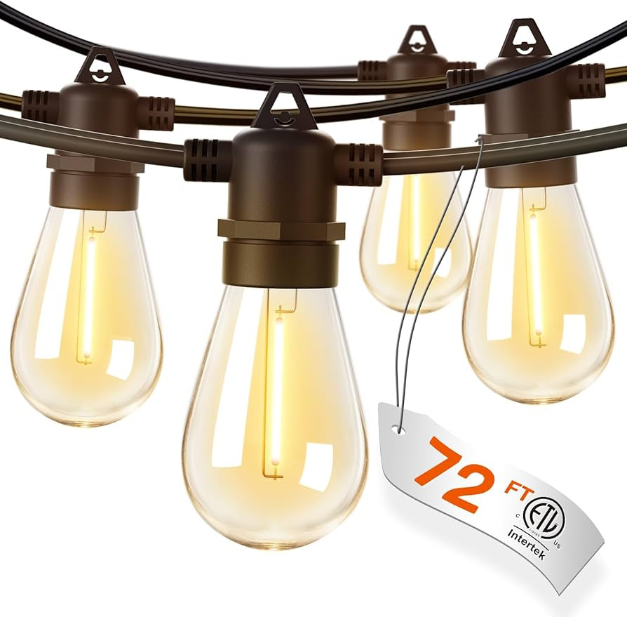 addlon 72FT(2-Pack*36FT) LED Outdoor String Lights with 24 Edison Vintage Shatterproof Bulbs, Com... | Amazon (US)