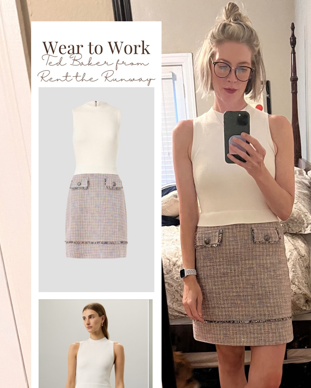 How to wear a tweed dress for work. Workwear for women. Office attire. 

Dress is by Ted Baker from Rent the Runway. But exact dress is on sale at Nordstrom now! 

Fits TTS. Ted Baker has unique sizing so check size charts. Wearing size 2. I rented mine but linked options to buy. I am 6 ft tall. Weight 145lbs. Bra size 36A. 

Jewelry is Target. Exact pieces linked. 

Shoes from Nordstrom Rack. Exact style linked. Available to size 12. Great work style for tall women  

#LTKWorkwear #LTKxNSale #LTKVideo