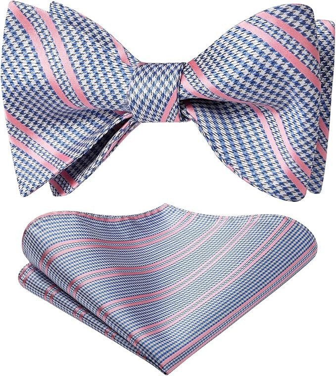 Bow Ties for Men Check Plaid Self Tie Bow Tie and Pocket Square Bowtie Formal Tuxedo Wedding Bowt... | Amazon (US)