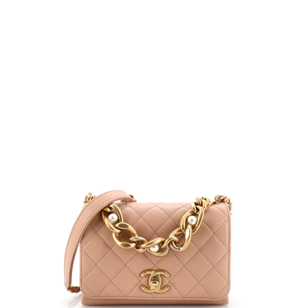 Pearl Boy Chain Flap Bag Quilted Calfskin Mini | Rebag