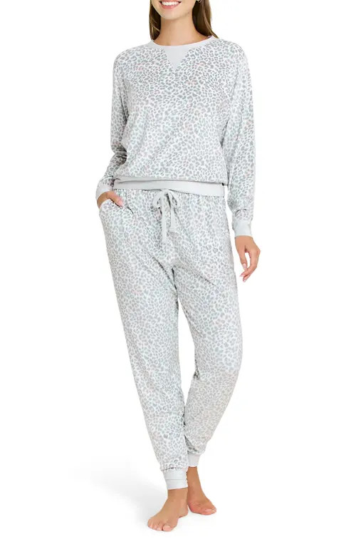Honeydew Simply Cozy Velour Pajamas in Snow Leopard at Nordstrom, Size X-Large | Nordstrom