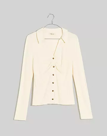 Plus Ruched Polo Cardigan | Madewell