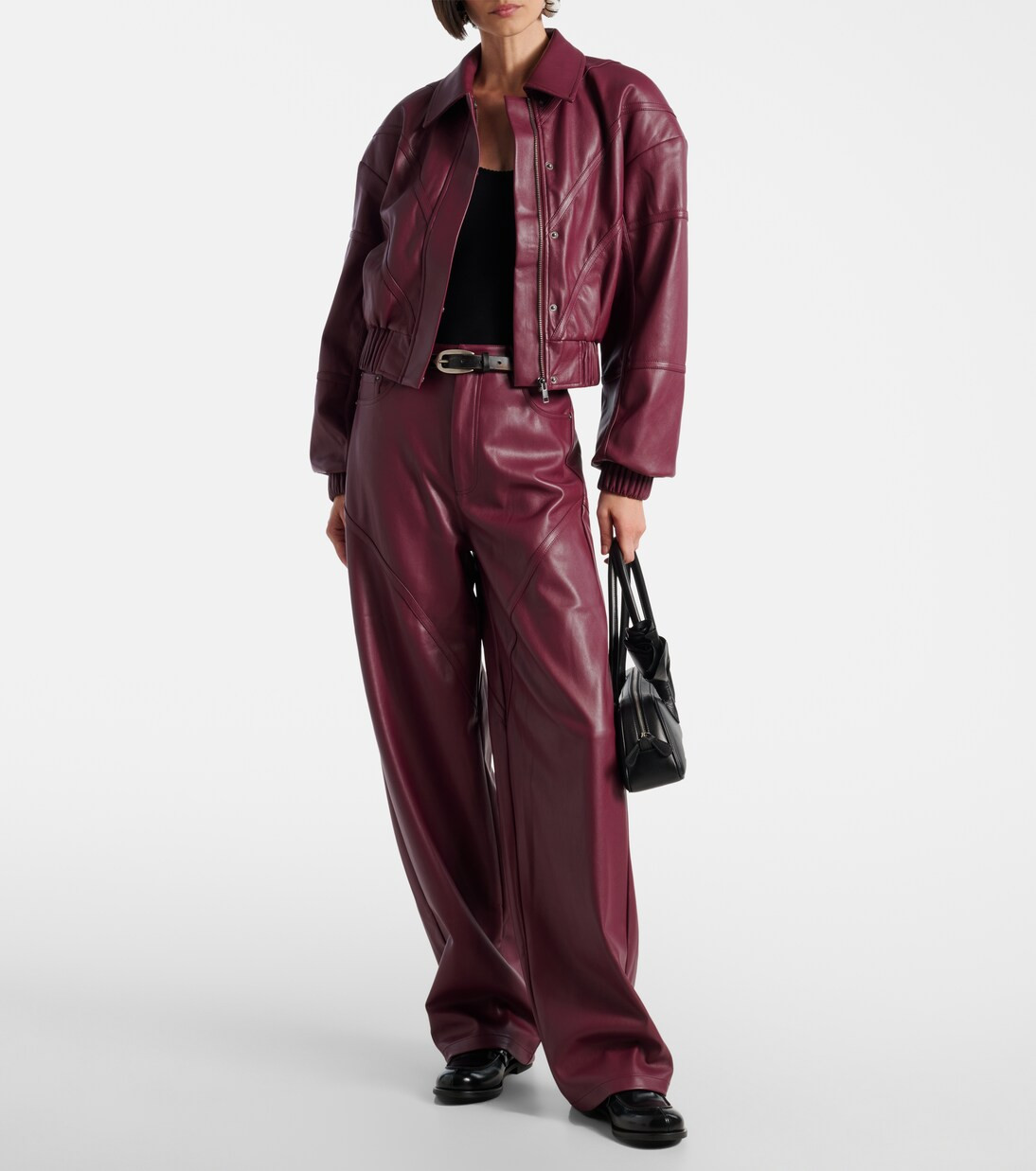 Mid-rise faux leather wide-leg pants | Mytheresa (UK)