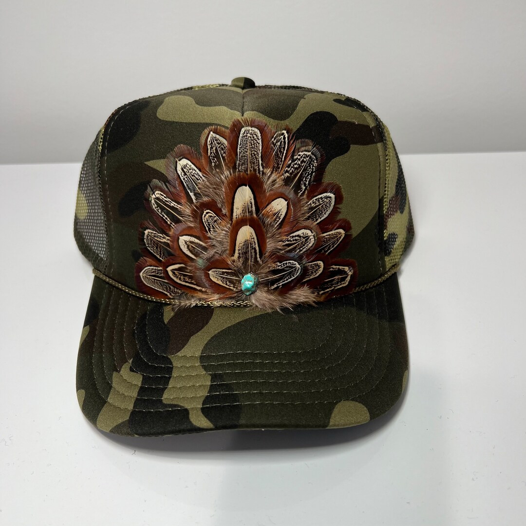 FEATHER Trucker Hat NFR Western Cowgirl Rodeo Hat ALLOVER Green Camo - Etsy | Etsy (US)