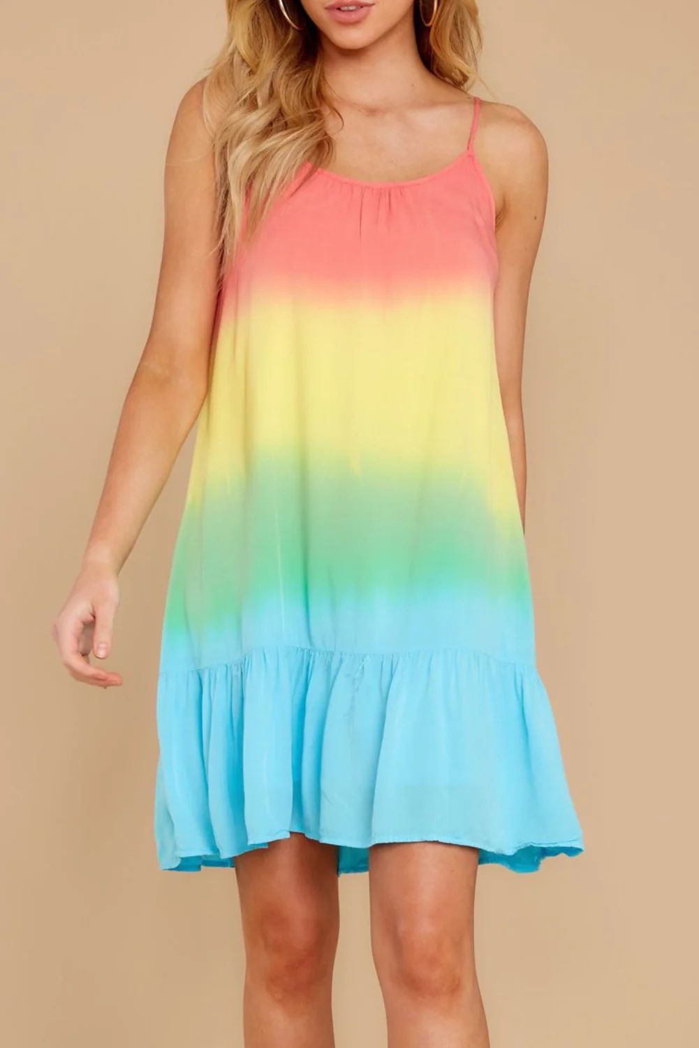 'Jean' Rainbow Tie-Dyed Mini Dress | Goodnight Macaroon