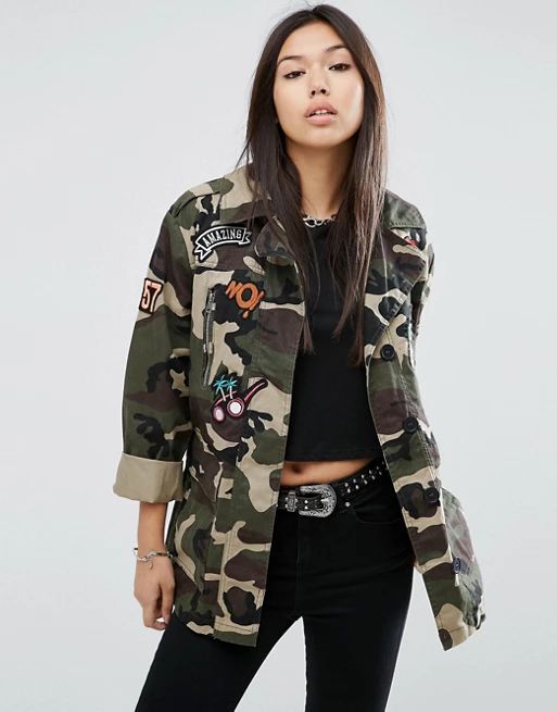 ASOS Camo Jacket With Badges | ASOS US