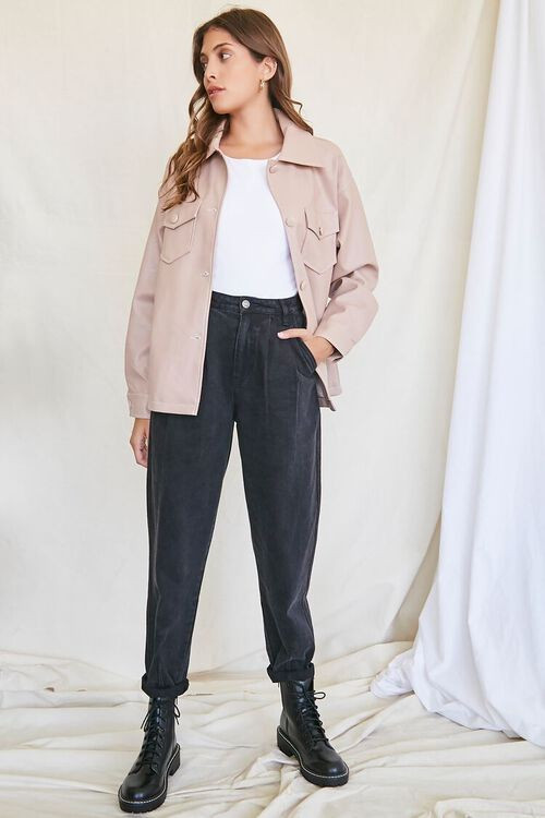 Faux Leather Button-Up Shacket | Forever 21 (US)