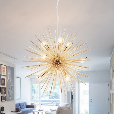 Brass Sputnik Hanging Light Modern Fashion Metal 9 Heads Chandelier Lamp for Restaurant | Beautifulhalo.com