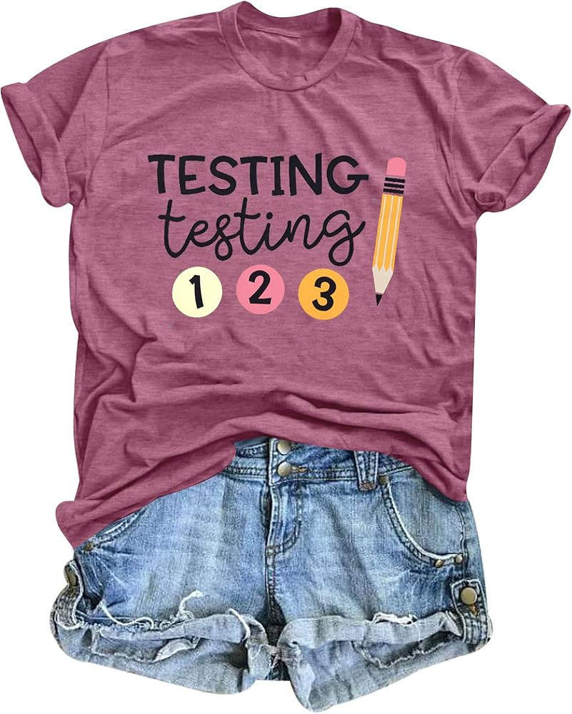 ASTANFY Testing Shirts for Teachers Women Teacher Graphic T Shirts Last Day of School Shirt Short... | Amazon (US)