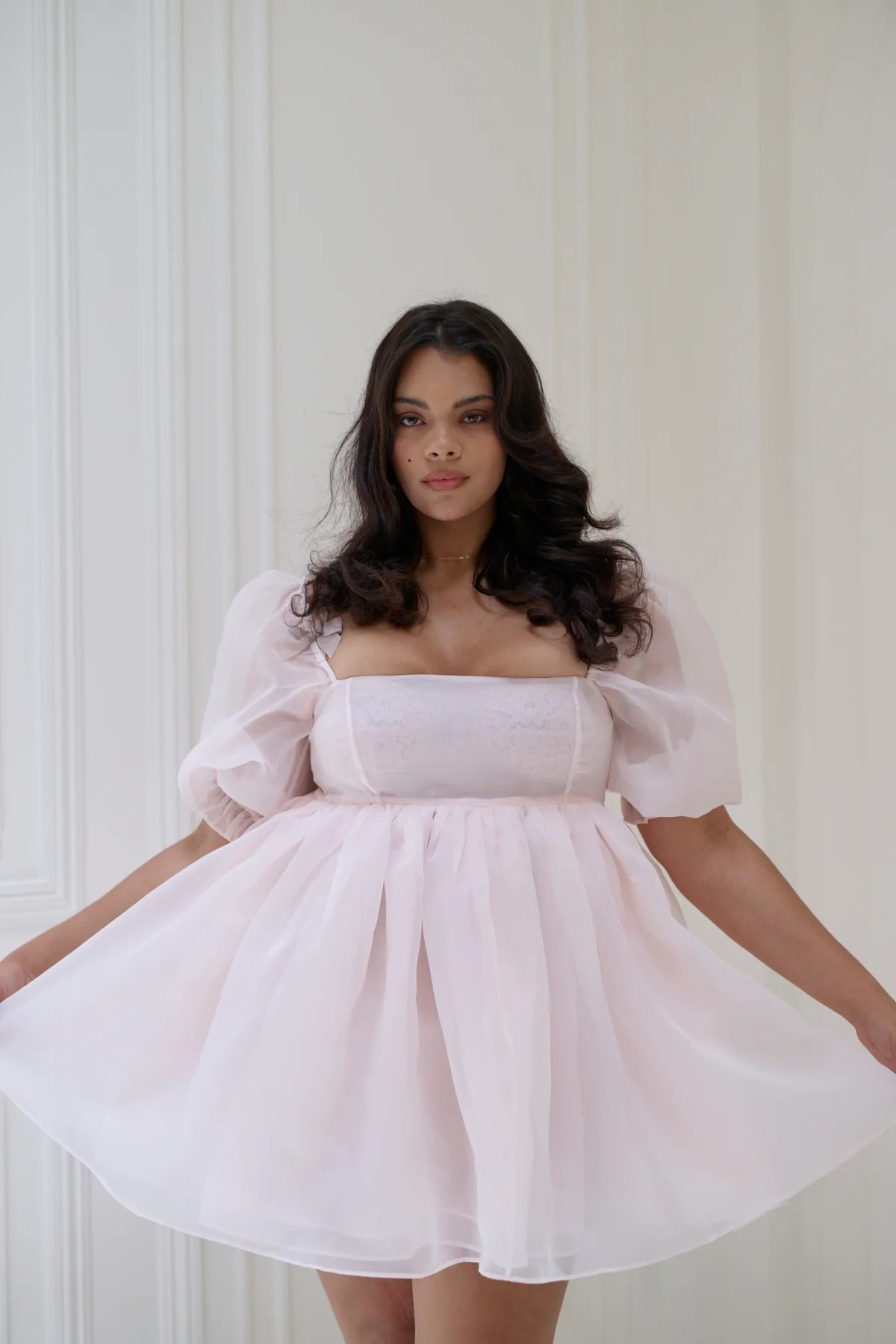 The Peach Skin Puff Dress | Selkie Collection