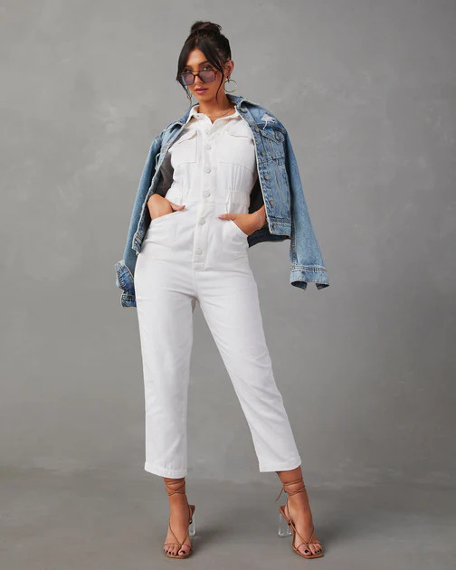 Kaysee Utility Jumpsuit - Ivory | VICI