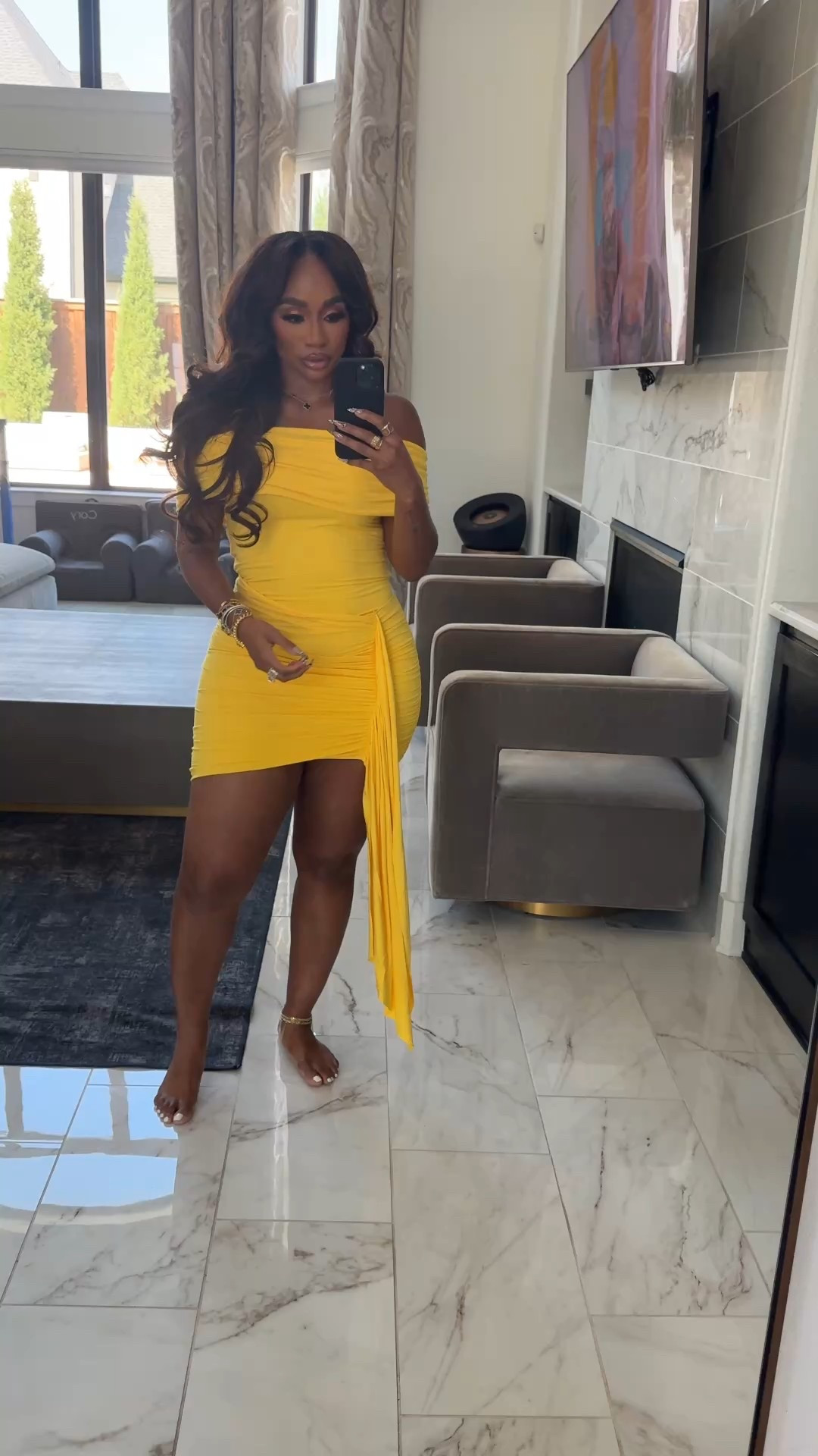 Yellow off the shoulder drape dress! 

#LTKFindsUnder100 #LTKStyleTip #LTKMidsize