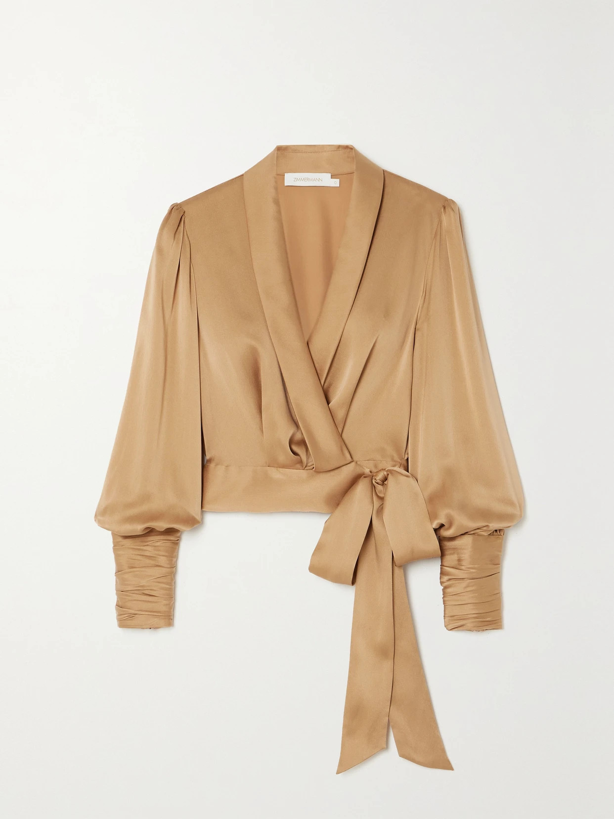 Zimmermann - Silk-satin Wrap Top - Neutrals | NET-A-PORTER (US)