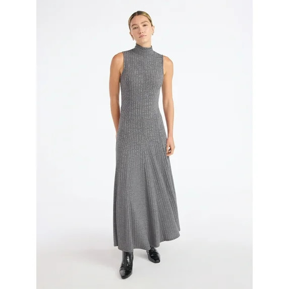 Scoop Women's and Women's Plus Rib Knit Seamed Maxi Dress, Sizes XS-4X | Walmart (US)
