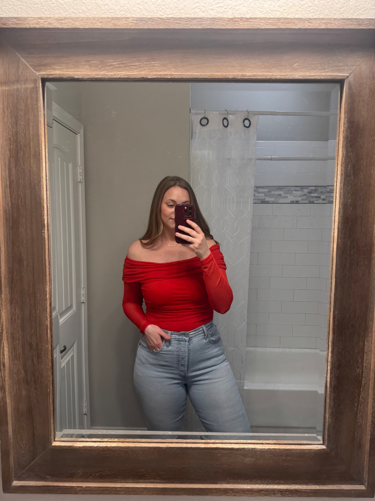 Valentines outfit idea. I got my true size L in the top so they fit true to size! 