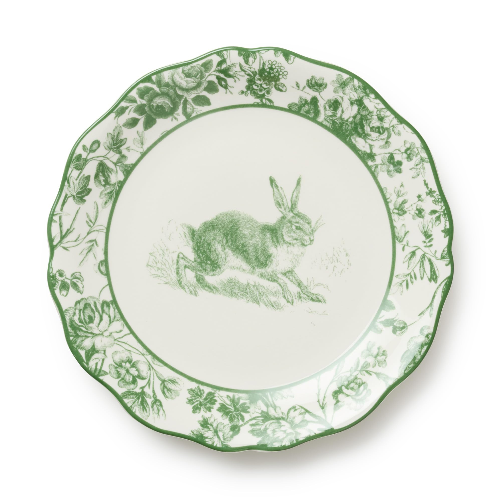 Le Jardin 8.5 Inch SALAD/DESSERT PLATES, SET OF 4 – Whimsical Bunny & Bloom Design for Appetizers, Sweets & Springtime Dining – Stoneware, Microwave & Dishwasher Safe | Amazon (US)