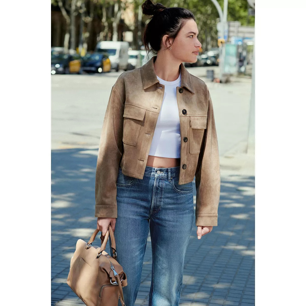 Women's NEXT Faux Suede Cropped Shacket | Kohl's