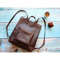 Brown Leather Backpack Purse Minimalist Style With Zipper - Brown Rucksack Hipster | Etsy (US)