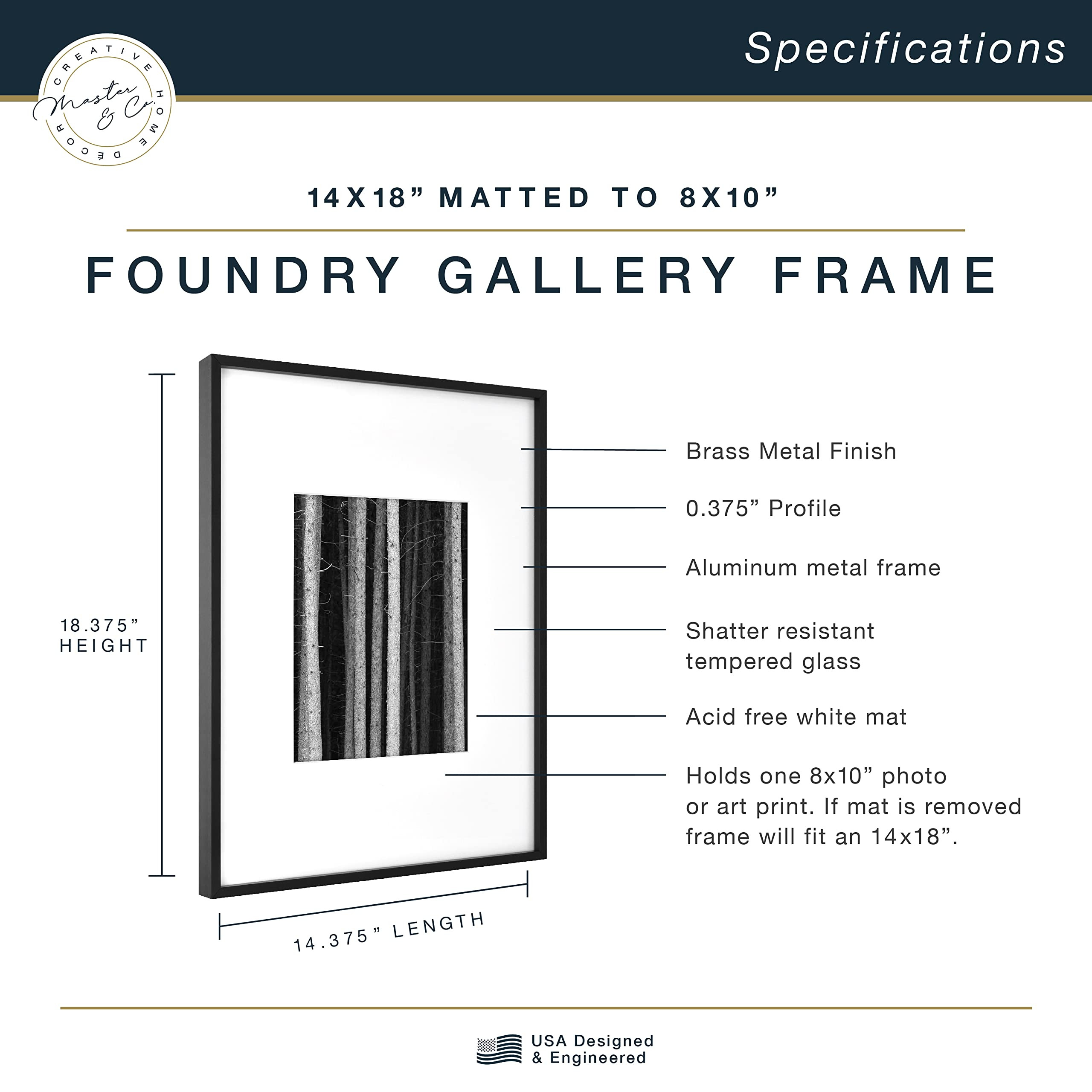 MCS Master & Co. Foundry Metal 14x18 Matted Picture Frame with 8x10 Photo Display, Black Vertical... | Amazon (US)