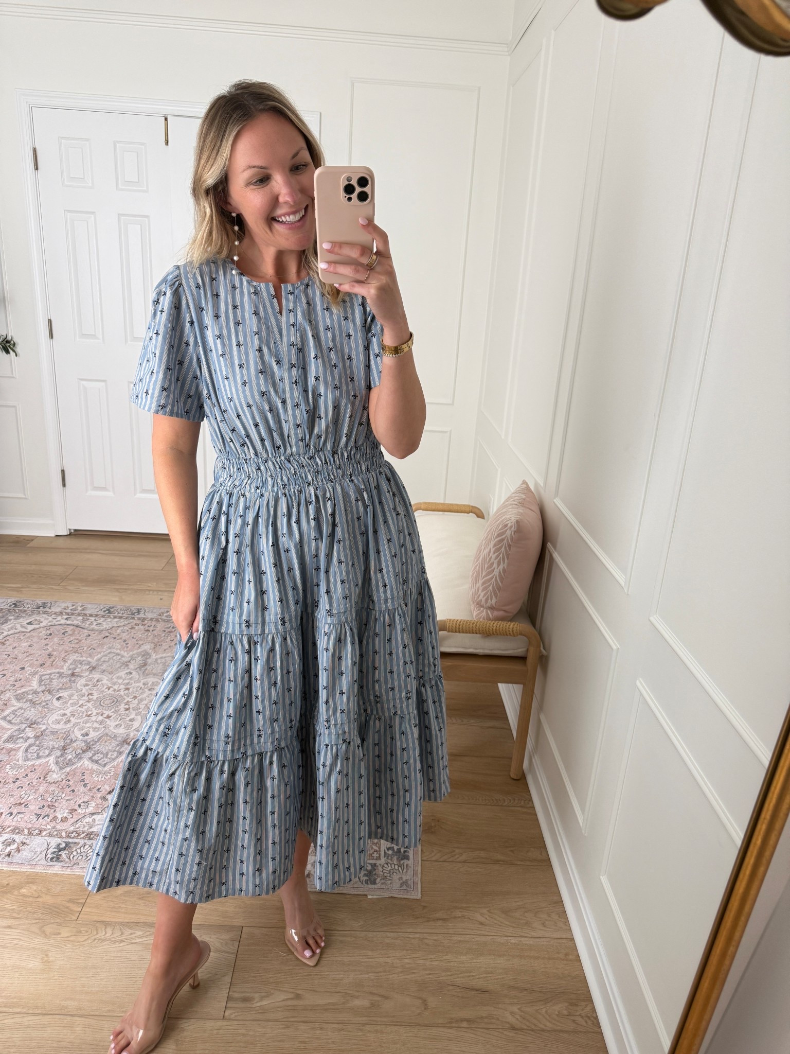 Great option for a more modest dress, and has a really pretty print! Wearing a med 